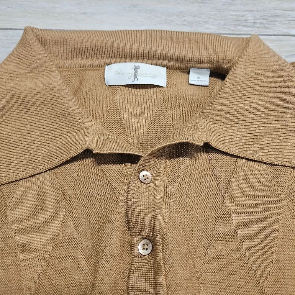 Harry Vardon Textured Collared Golf Sweater Men's XL Eclectic Grandpacore Tan